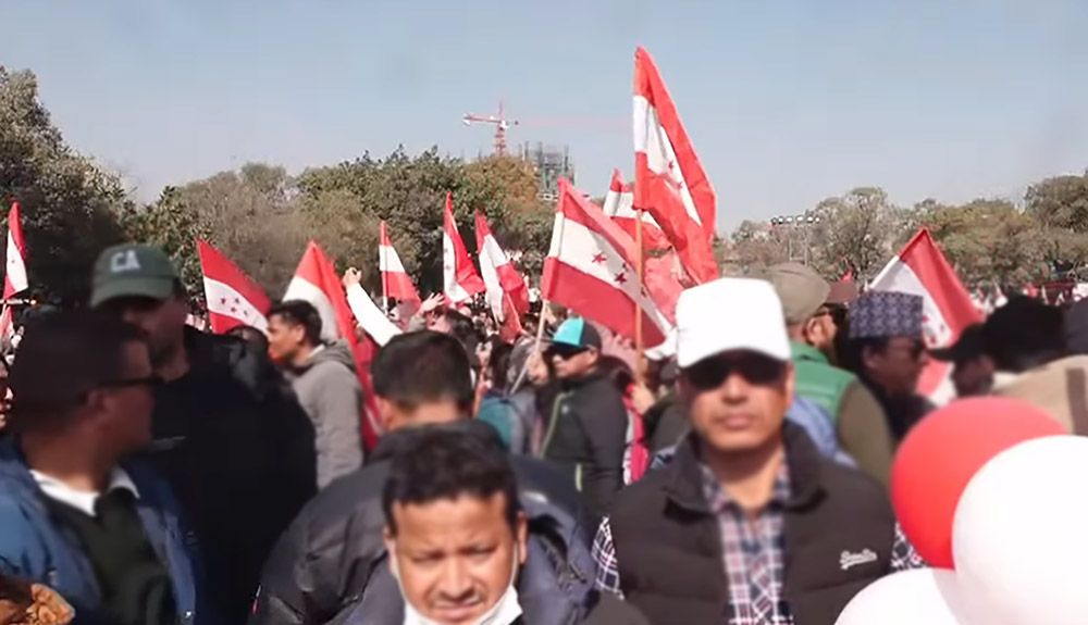 काँग्रेसको विशेष महाधिवेशन स्थल भृकुटीमण्डपमा जुलुससहित सहभागिता बढ्दै