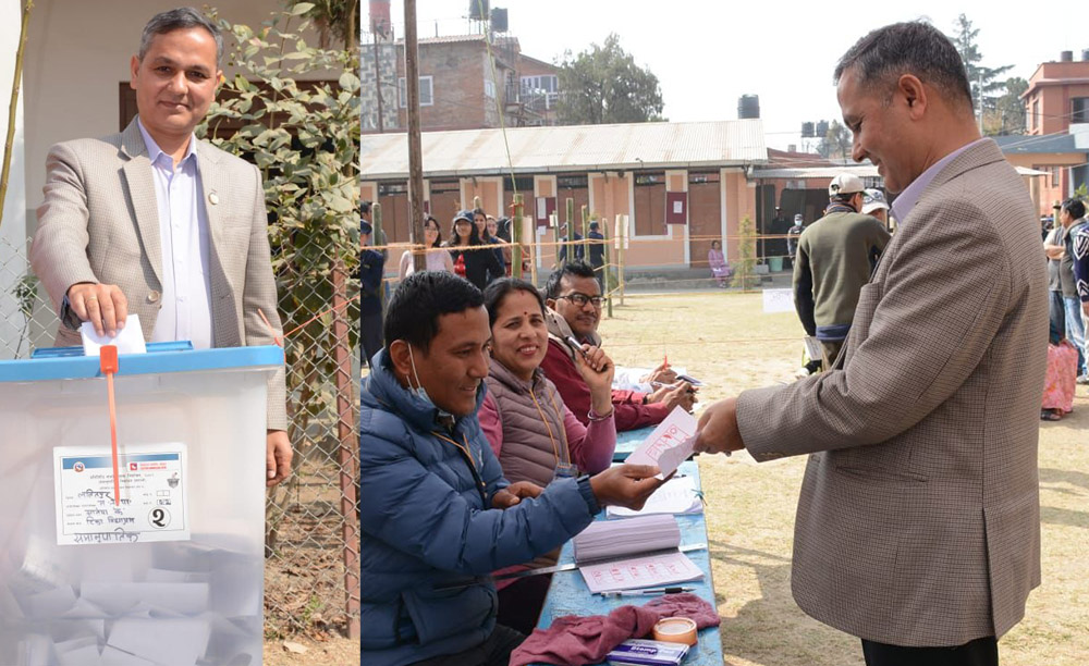 गृहमन्त्री अर्यालले गरे मतदान