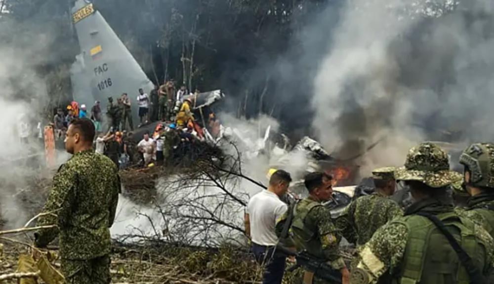कोलम्बियामा सैन्य विमान दुर्घटनामा मृत्यु हुनेको संख्या ६६ पुग्यो