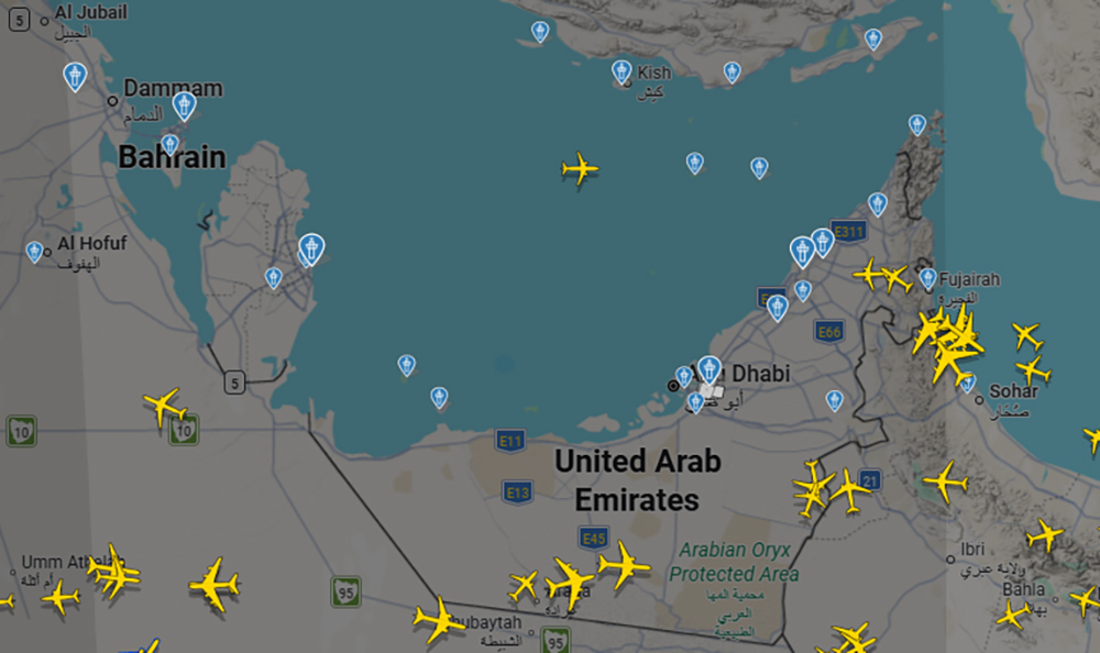 युएईको हावाई क्षेत्र अस्थायी रुपमा बन्द
